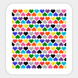 Seamless 10 Color Pattern of Pixel Hearts Sticker